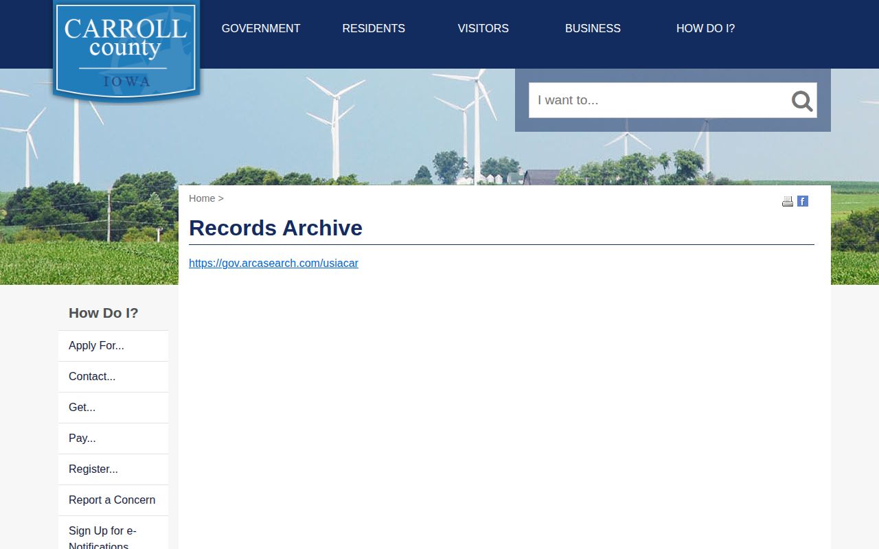 Official Carroll County records archive information page