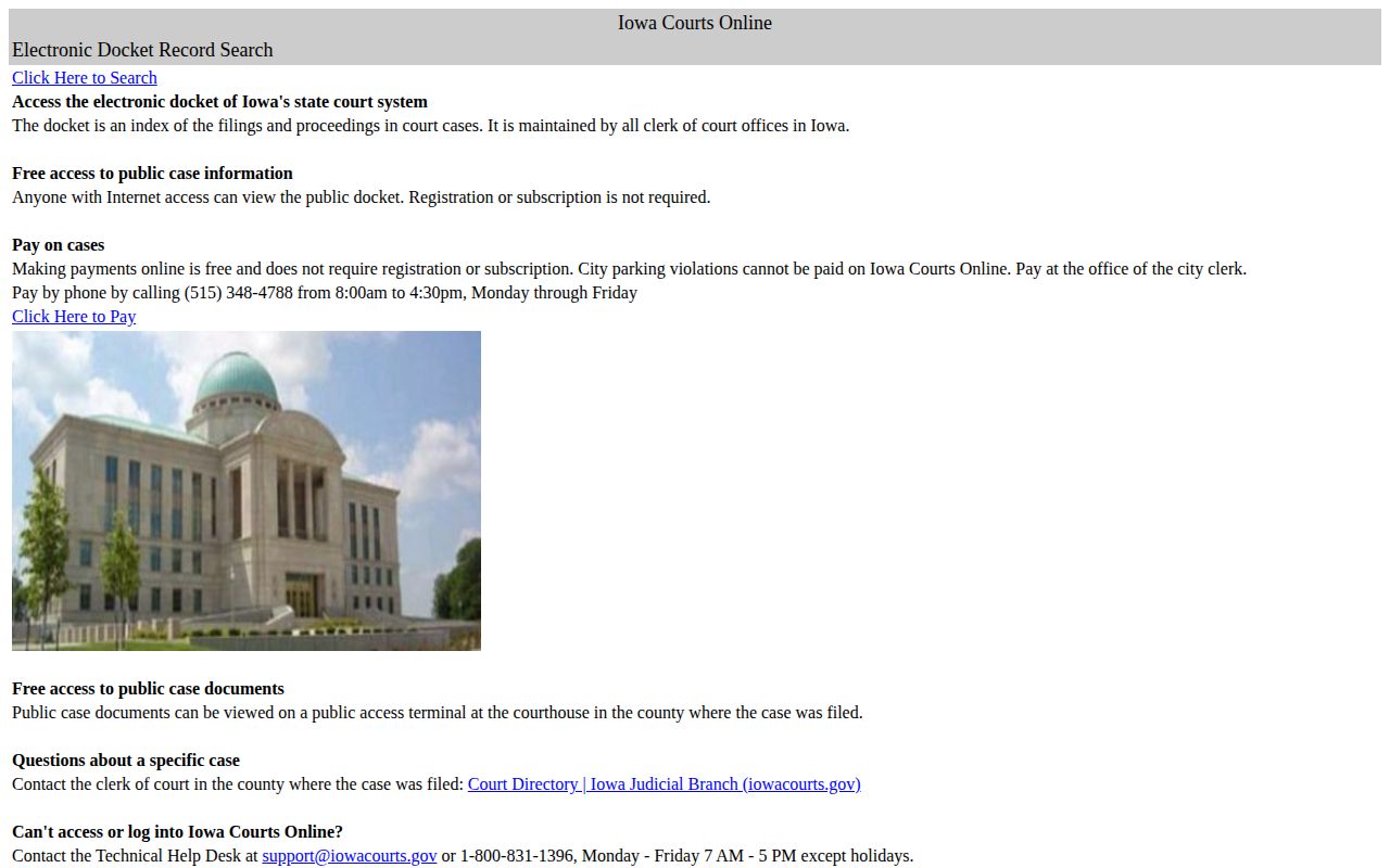 Official Iowa Courts Online public case search interface
