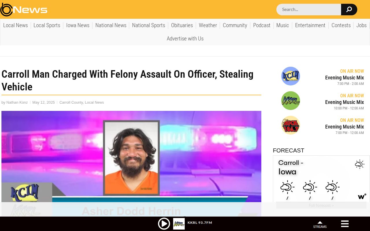 KCIM report about a Carroll Police arrest allegation